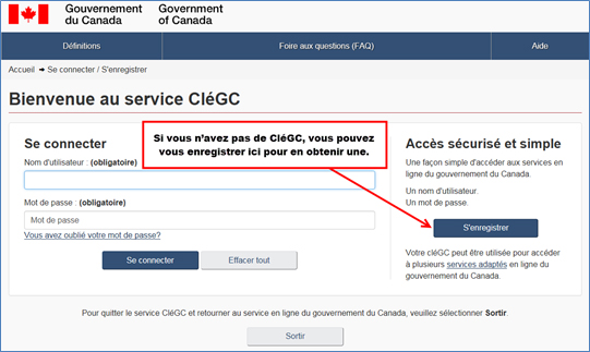 Figure 5 : Se connecter à CléGC, page 2