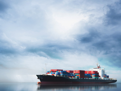 container cargo ship in the ocean