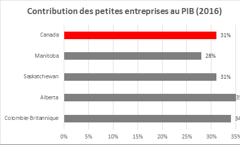 Diagramme : Contribution des petites entreprises au PIB (2016)